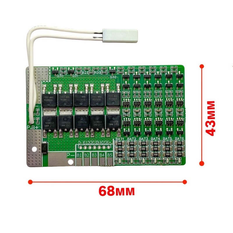 Контроллер заряда LiFePo4 аккумуляторов балансный 6S 40A BMS PCM