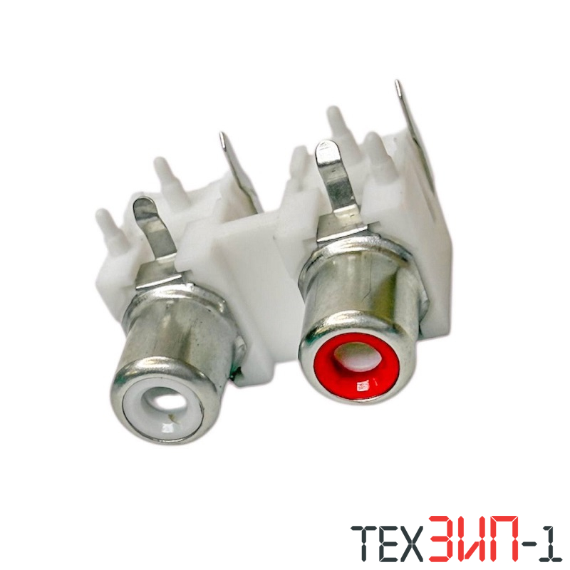 Гнездо 2xRCA на плату горизонтальное